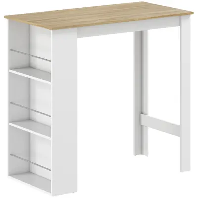 HOMCOM Masă de Bar cu 3 Polițe și Bară de Protecție, Blat de Bucătărie din Oțel și PAL, 112x57x106 cm, Alb | Aosom Romania