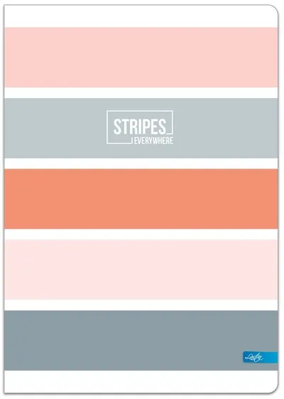 Caiet Lastva Stripes - A4, 96 foi, randuri largi, cu 2 campuri, sortiment