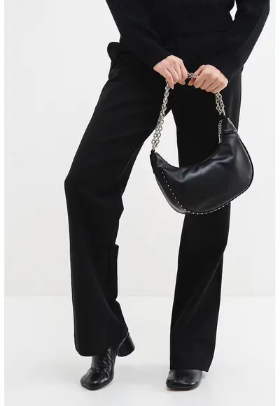 Pantaloni uni cu buzunare laterale - Negru