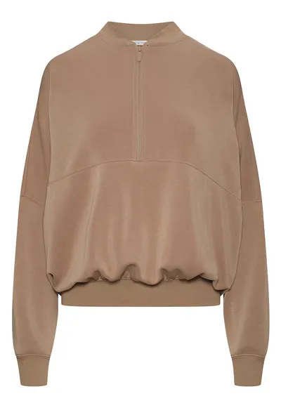 Bluza half-zip dama Phelia - Maro deschis melange
