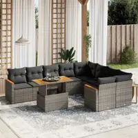 Gossi set mobilier de gradina cu perne, 10 piese, gri, poliratan