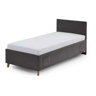 Pat pentru copii gri antracit tapițat cu spațiu de depozitare cu somieră 90x200 cm Cool – Meise Möbel