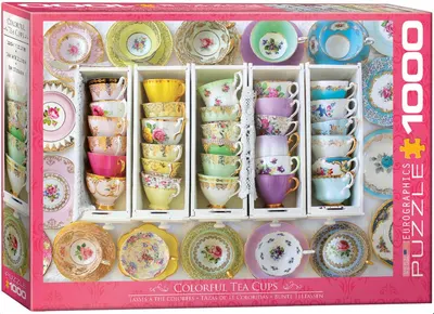 Puzzle Eurographics din 1000 de piese - Cesti colorate pentru ceai, Alison Henley