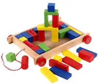 Constructor din lemn Woody - Cu masinuta