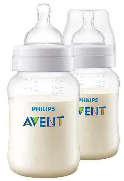 Sticlele Philips Avent - Sticle anti-Colic Classic, cu tetină 1 m+, 260 ml, 2 bucăți