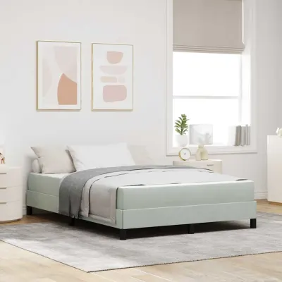 vidaXL Pat cu arcuri cu saltea Gri deschis 140 x 220 cm țesătură