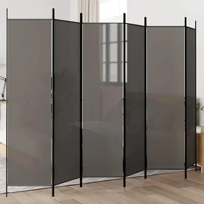 vidaXL Paravan de cameră cu 6 panouri, antracit, 300x200 cm, textil