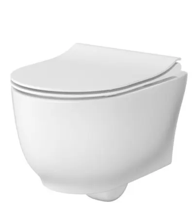 Set vas Wc suspendat alb si capac duroplast cu inchidere automata, Cersanit Luna