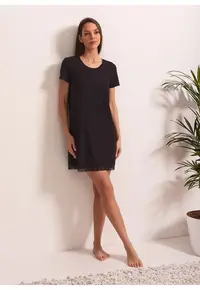 Camasa Noapte Enya Viscoza - Negru