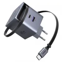 Incarcator Retea Cu Cablu USB-C UGREEN X615, 65W, 3A, 1 x USB-A - 1 x USB-C, Gri