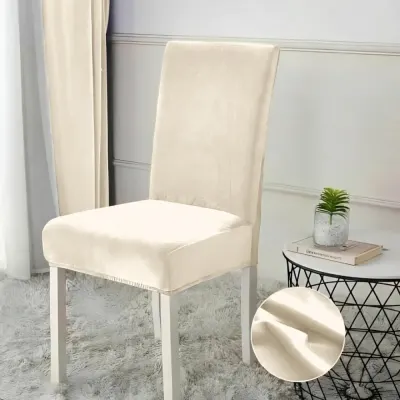 Set 6 huse PREMIUM universale pentru scaun, CATIFEA Crem