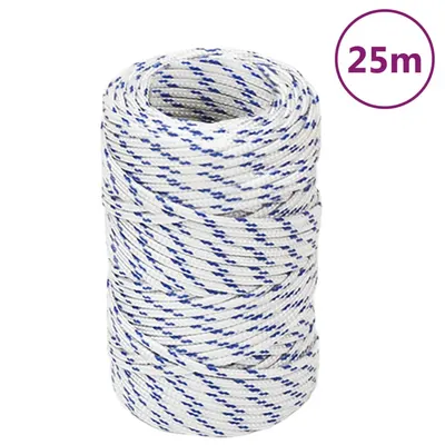 vidaXL Frânghie de barcă, alb, 2 mm, 25 m, polipropilenă