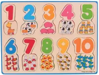 Puzzle din lemn Bigjigs - Potrivirea numerelor și culorilor