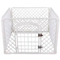 Tarc animale companie, portabil, 4 panouri, usa cu inchidere dubla, 85x85x60 cm, alb