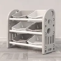 Organizator pentru jucarii Nichiduta Garden Butterfly Grey, cu 3 nivele si 6 cutii depozitare, margini rotunjite, 77x66x32 cm