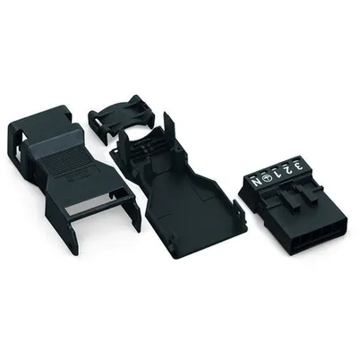 Plug; with strain relief housing; 5-pole; 1,50 mm²; black
