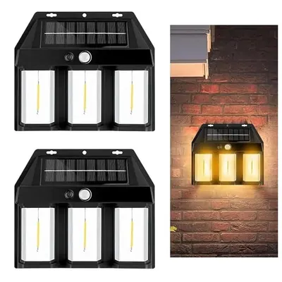 Set 2 x Lampa solara tripla cu senzor de miscare