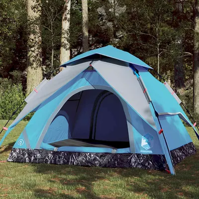 vidaXL Cort de camping cupolă 4 persoane, setare rapidă, albastru