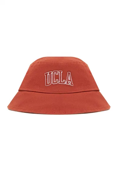 Palarie bucket unisex cu broderie logo Joaquin - Alb/Caramiziu