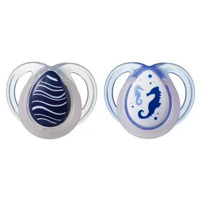 Set 2 suzete ortodontice din silicon Tommee Tippee Night 0-6 luni Seahorse