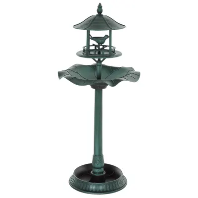 Outsunny Bain d'oiseaux Adăpător pentru Păsări ghiveci 3 în 1 Ø 50 x 113 cm polipropilenă verde-grizonat | Aosom Romania
