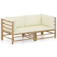 Gossi set mobilier de gradina cu perne alb crem, 2 piese, bambus