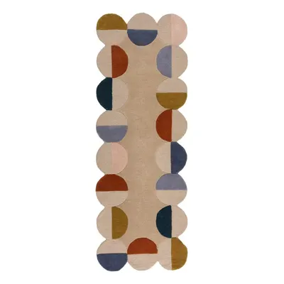 Covor tip traversă bej țesut manual din lână 80x230 cm Mia Scallop Frame – Flair Rugs