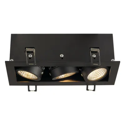 Spot incastrat, KADUX Ceiling lights, black triple-headed LED, 3000K, rectangular, matt black, 38°, 22W, incl. driver