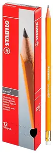 Set creioane grafit Stabilo Swano - HB, 12 buc, galben