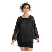 Bluza voal CT24099 negru/insertii argintii, Cesy | marimea S