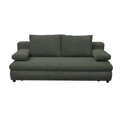 Canapea extensibila OLIMP, 3 locuri, cu arcuri si lada depozitare, verde, 203x100x85 cm