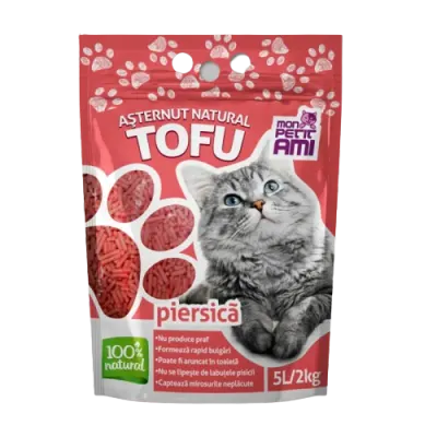 Asternut igienic pentru pisici Mon Petit Ami Tofu Piersica 5L 2 Kg