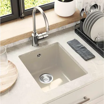 vidaXL Chiuvetă 80% Quartz și 20% Rășină 370 x 460 mm Bej