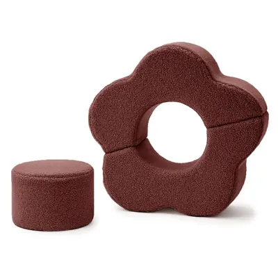 Teren de joacă din spumă maro 3 buc. din material bouclé înălțime 27 cm 88x90 cm – Meowbaby
