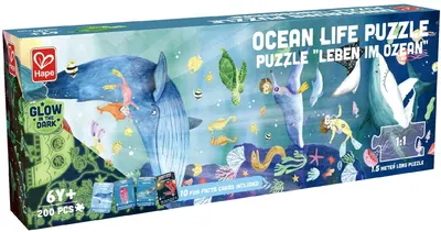 Hape Puzzle panoramic din lemn de 200 de piese - Oceanul