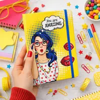 Agendă cadou pentru femei Nekupto – „You Are Amazing” – Jurnal Pop Art, 18.5 x 13.5 cm, 80 file, cadou inspirațional pentru ea
