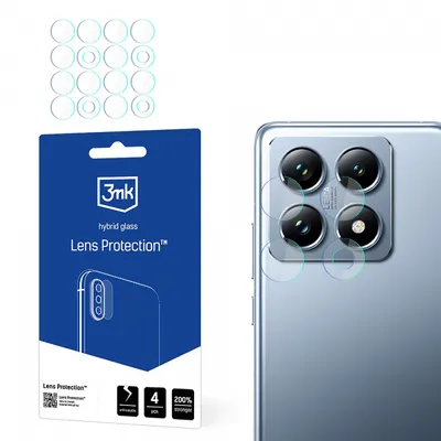 Folie de protectie Camera Spate 3MK Protection pentru Xiaomi 14T Pro / 14T, Sticla Flexibila, Set 4 bucati, Transparenta