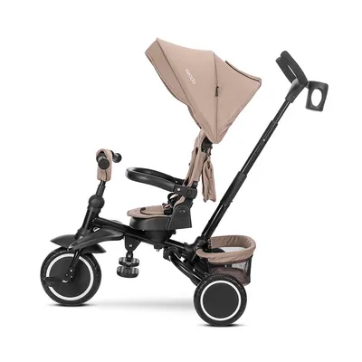 Tricicleta pentru copii Lorelli Freccia Beige multifunctionala, pliabila, sezut rotativ 360 grade, greutate admisa 25 kg, roti Eva