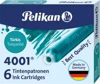 Cartușe cerneală Pelikan - Scurte, 6 buc., turcoaz