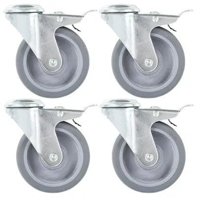 Gossi roti pivotante cu gaura pentru surub, 8 buc., 100 mm