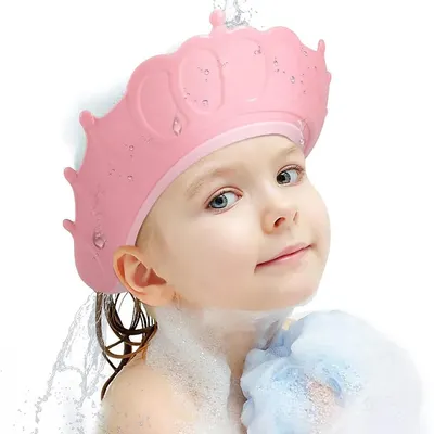Protectie cap Pentru Ochi Si Urechi Impotriva Apei/Samponului ENGROSS, Model Coroana Reginei/Regelui, Pentru Baie, Ideala Pentru Copii/Bebelusi, Silicon/Plastic, Reglabila, Catarama, Roz
