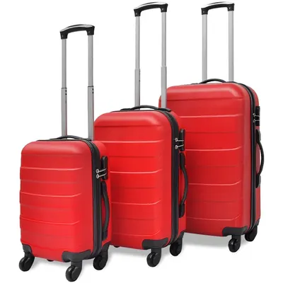 vidaXL Set valize rigide, roșu, 3 buc., 45,5/55/66 cm