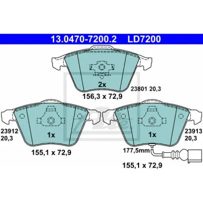 Set placute frana, frana disc ATE 13.0470-7200.2