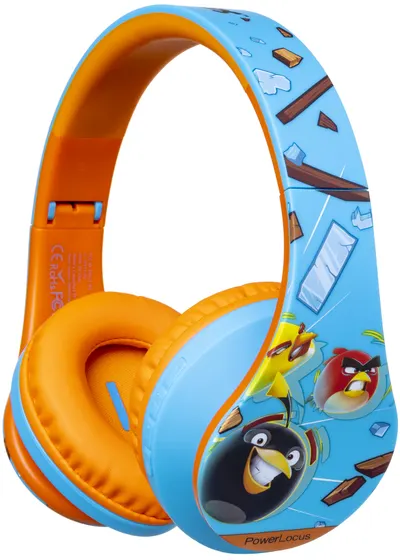 Căști pentru copii PowerLocus - P2 Kids Angry Birds,wireless, albastru/portocaliu
