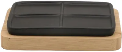 Suport pentru săpun Inter Ceramic - Ninel, 13 x 8.5 cm, negru/bambus