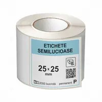 Rola etichete autoadezive semilucioase 25x25 mm, adeziv permanent, 2000 etichete rola