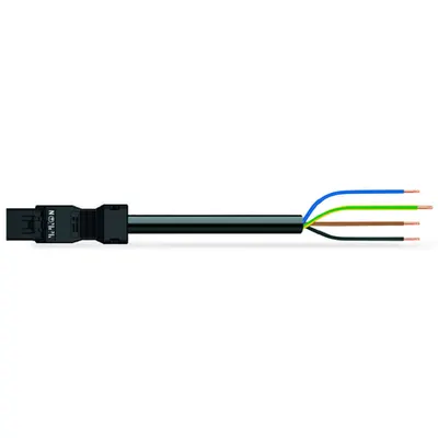 pre-assembled connecting cable; Eca; Plug/open-ended; 4-pole; Cod. A; H05Z1Z1-F 4G 1.5 mm²; 2 m; 1,50 mm²; black