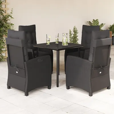 Gossi set mobilier de gradina cu perne, 5 piese, negru, poliratan