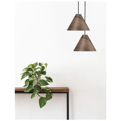 Lampa suspendata WERA Inchis Walnut Lemn colour Inchis Brown Fabric Cable Solid Lemn Canopy LED E27 1x12 Wat 230 Volt IP20 Fara bec