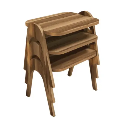 Set 3 masute de cafea PARIS, nuc, 48,6x35,5x42 cm